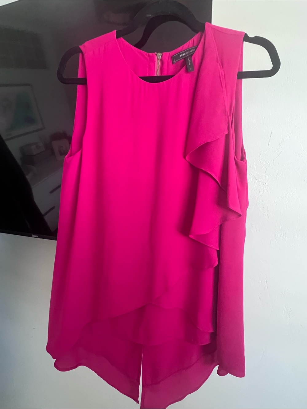 Sleeveless Fuchsia Ruffle Layer Top